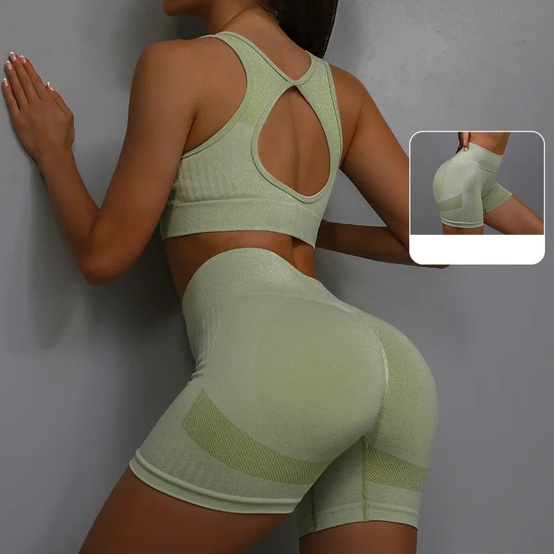 2Pcs Yoga Suit Yoga Sports Underwear Women's Fitness Suit Vest Running Sports.