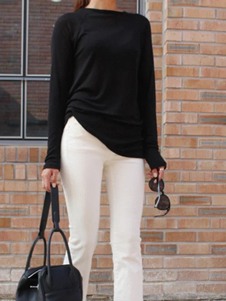 Korean Style Top Spring Summer Blue Casual T-Shirt For Women.