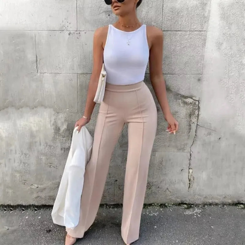 Ladies' slim fit versatile bell bottom pants for spring and autumn office.