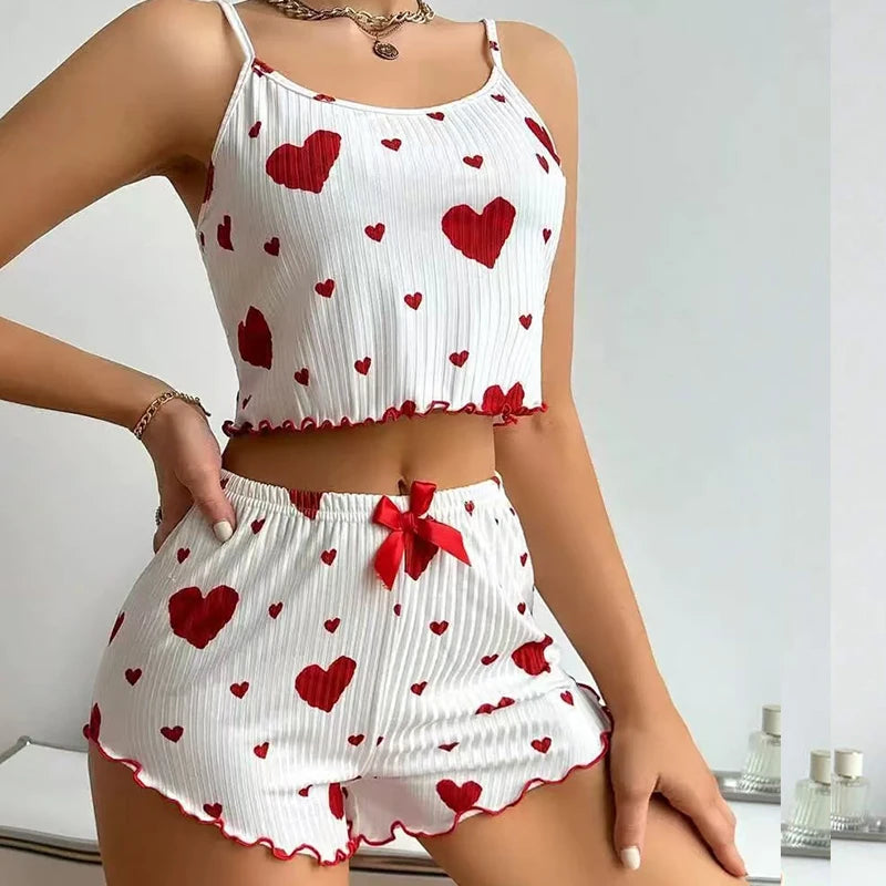 Women's Pajama Set Breathable Soft Casual Love Printed Design Sweet Home.
