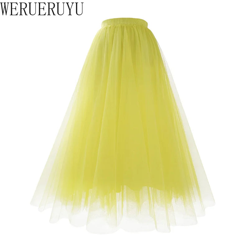 New Mesh Gauze Pleated A-line Skirt Kawaii Prom Clothes for Women.