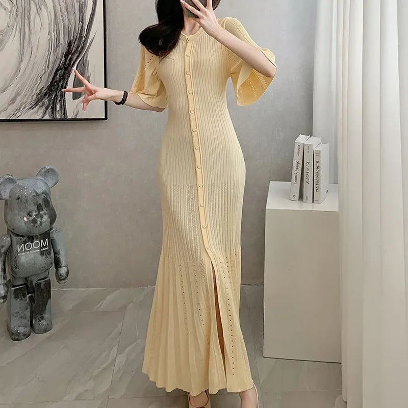 Summer Spring New French Elegant Fragrance High-end Slimming Knitted Mermaid.