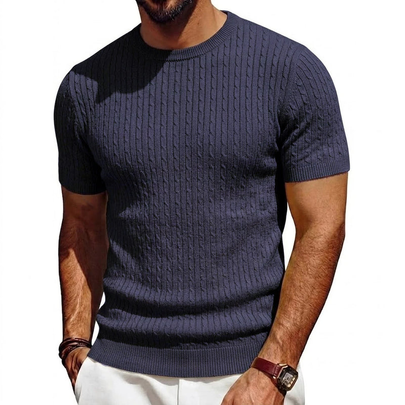 Men’s Short Sleeve Soft Textured Knit Pullover Summer Knit Shirt Casual Tshirts.