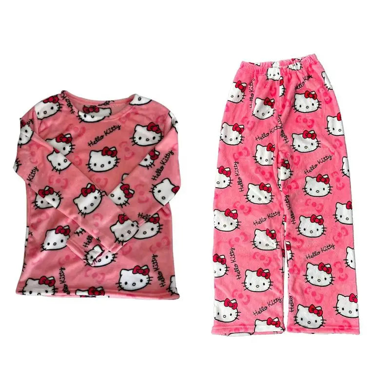 Women’s 2Pcs/Set Sanrio Hello Kitty Anime Pajamas Pants.