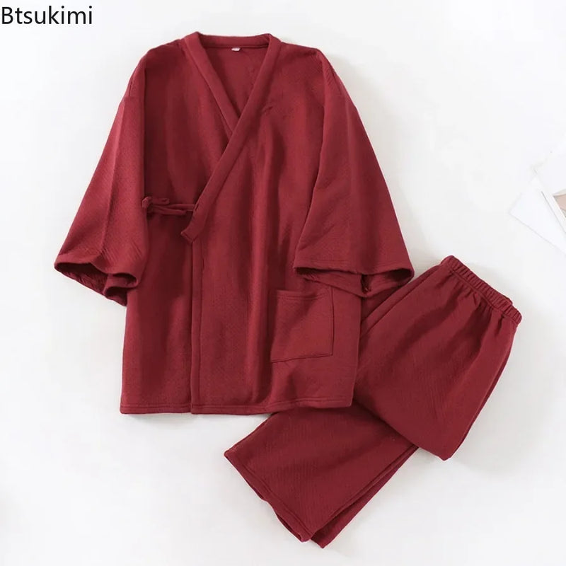 Men's Autumn Winter Pajama Sets Japanese Style.