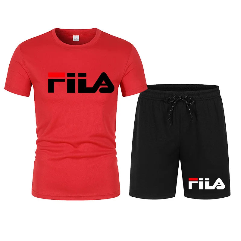 Men's two-piece sportswear breathable quick drying short sleeved.
