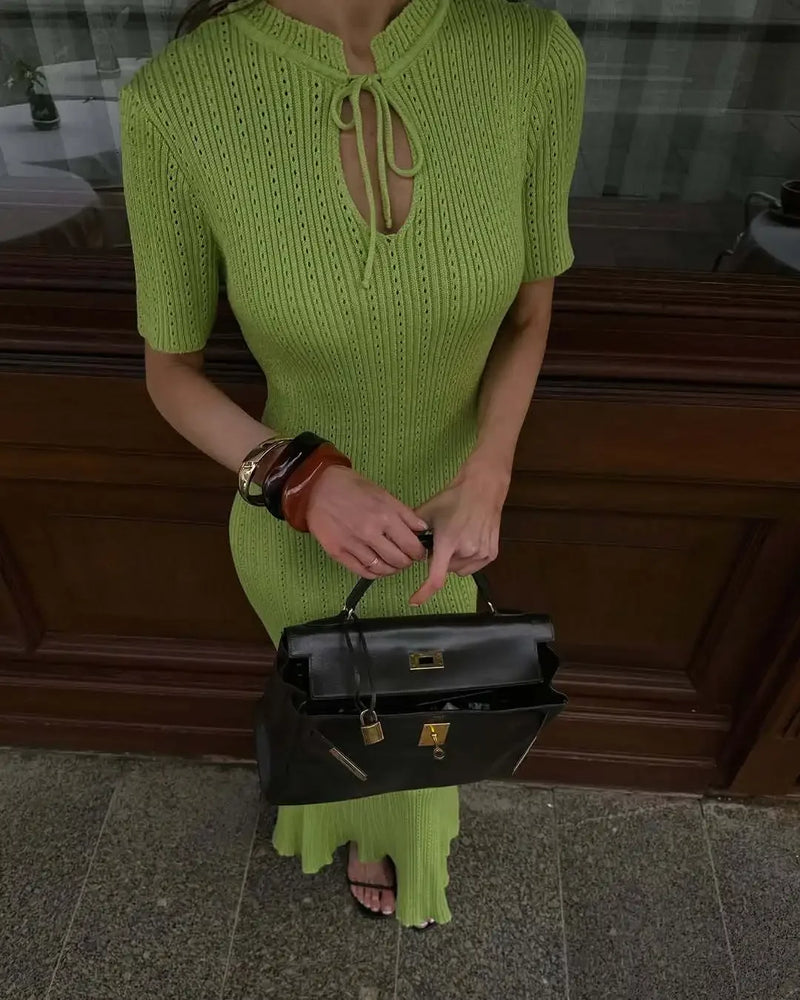 Elegant Sweater Dress Summer High Waist Woman Dress.