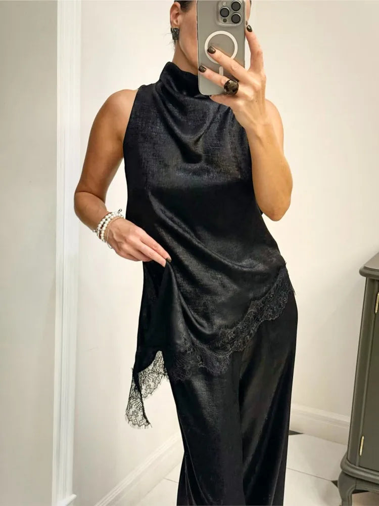 Fashion Sexy Sleeveless Vest Women's Elegant Lace Top Summer Office Holiday.
