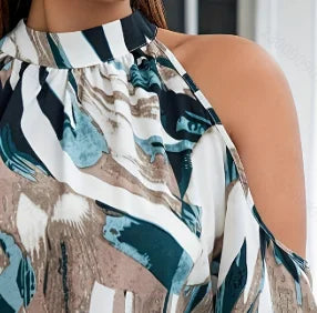 Plus Size Spring Autumn Women Elegant Halter Shirt Casual Fashion Office.