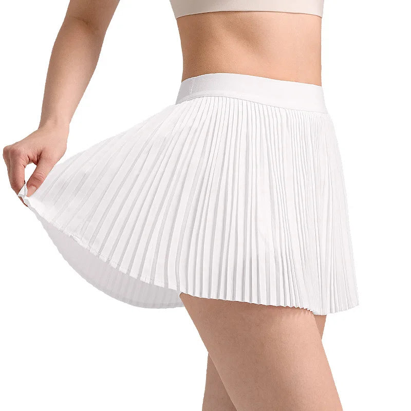 fashionable summer sports shorts women's pleated skirt anti glare short skirt.