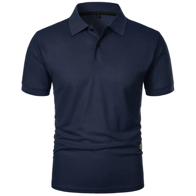 Solid Color Polo Shirt Men's Short Sleeve Button Tshirts Lapel Lightweight.