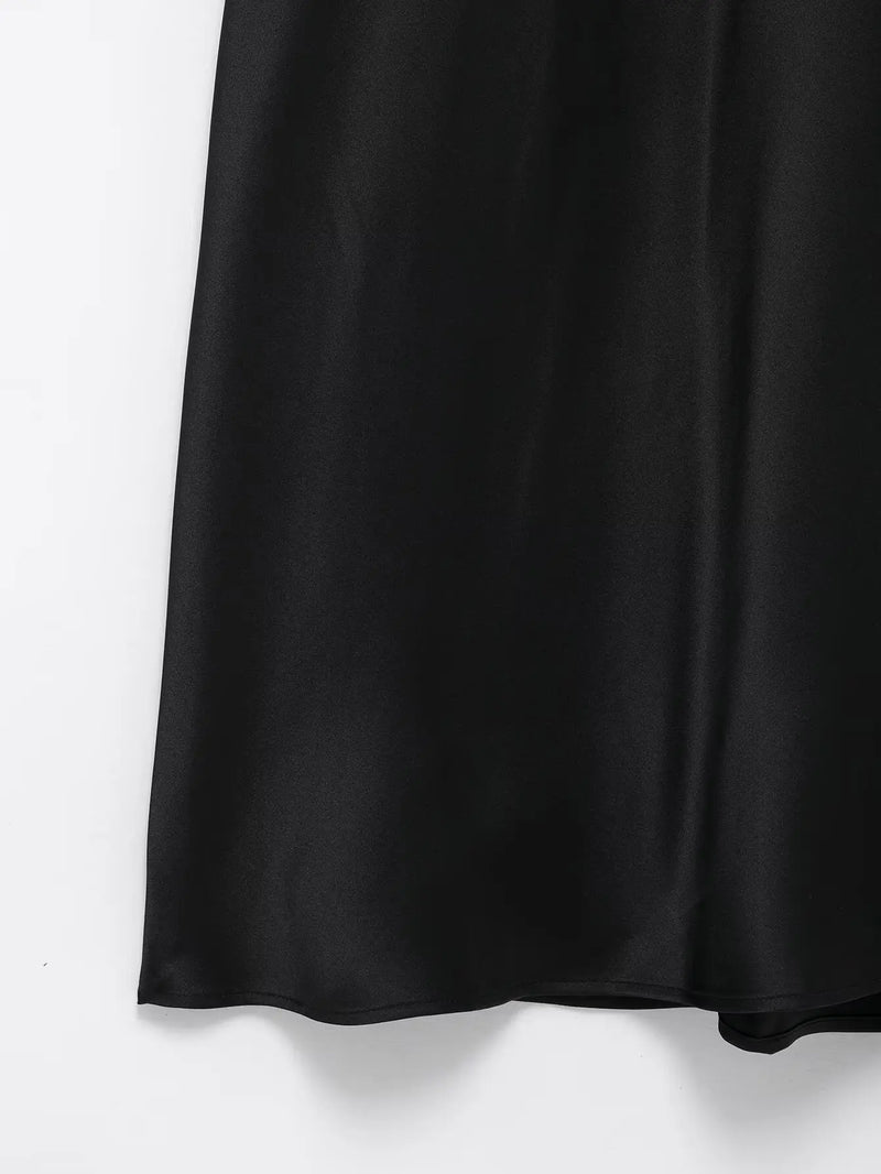 Women’s Sexy V Neck Satin Long Dress.