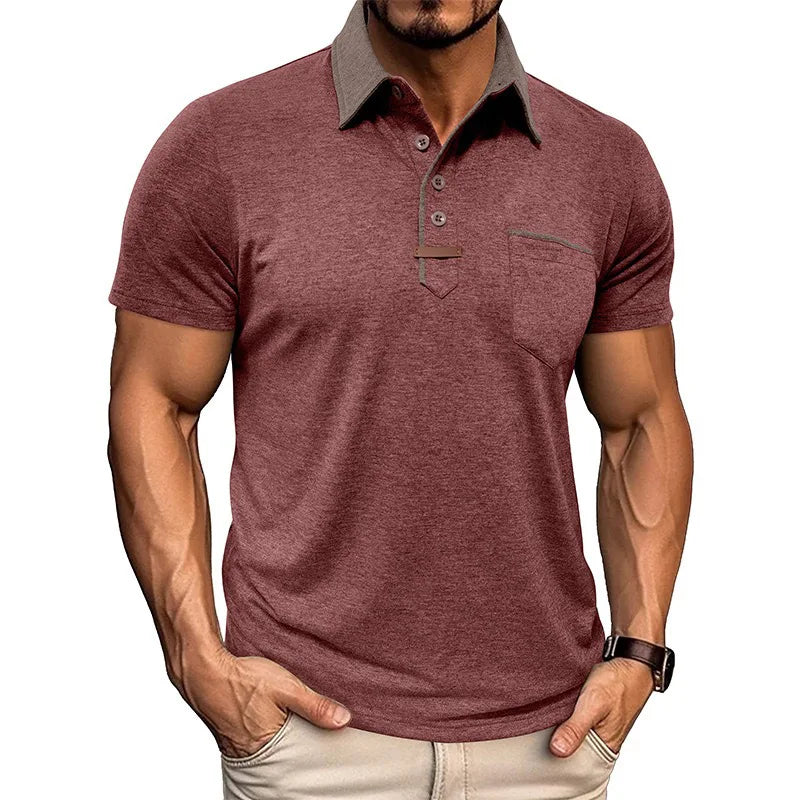 Man Polo Shirts Summer European and American Men's Short-sleeved Lapel T-shirt.