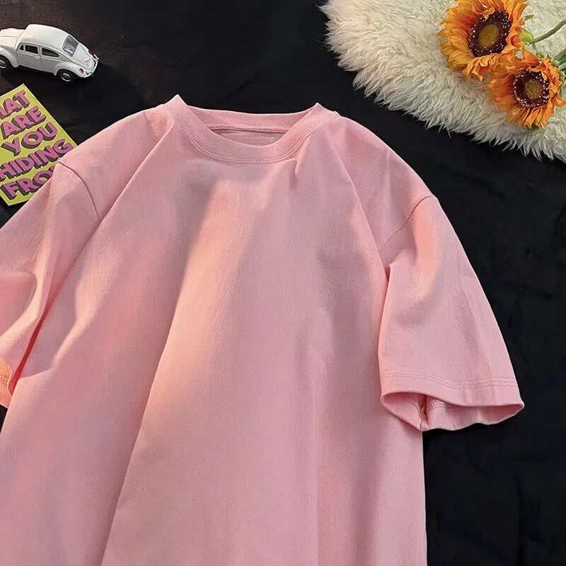 Summer Pure Cotton Men's and Women's Casual Sports Loose Soft Short-sleeved.