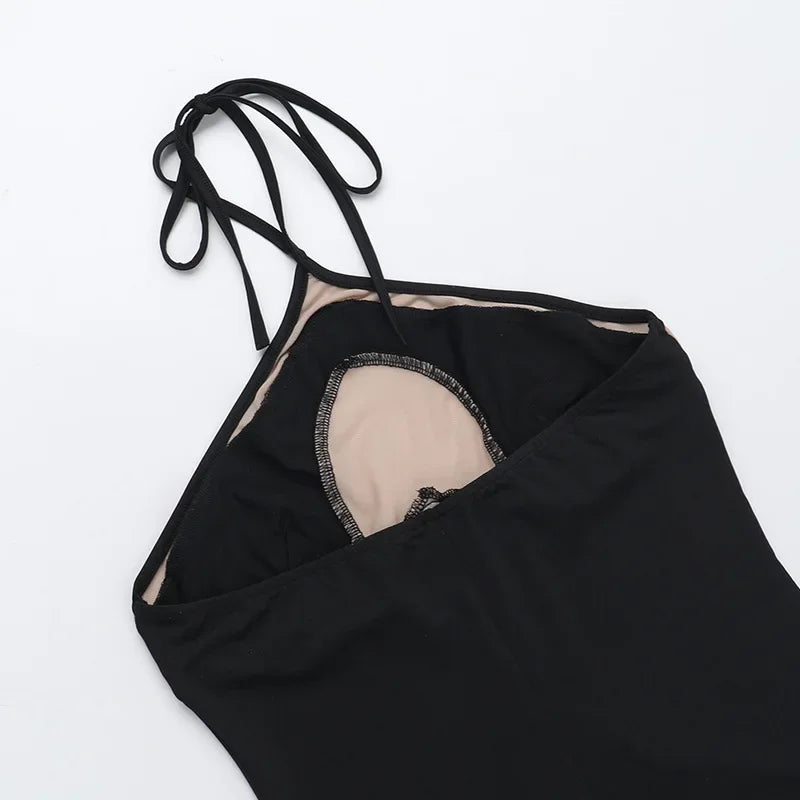 Mesh Patchwork Halter Neck Dresses for Women.