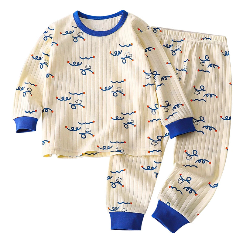 Kids Casual Autumn Long Sleeve Pajamas Set Boys and Girls.