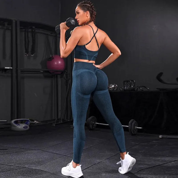 2 Pieces Women's Tracksuit Seamless Yoga Set Workout Sportswear Gym.