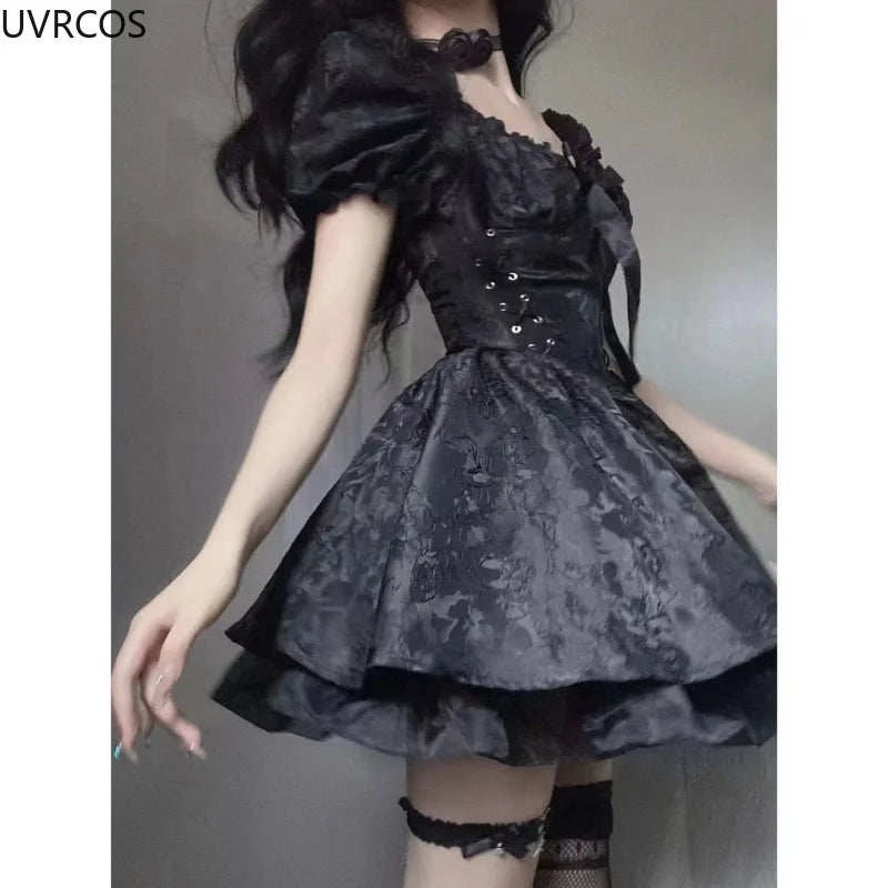 Women’s Party Dresses Female A-line Cute Bow Mini Dress.