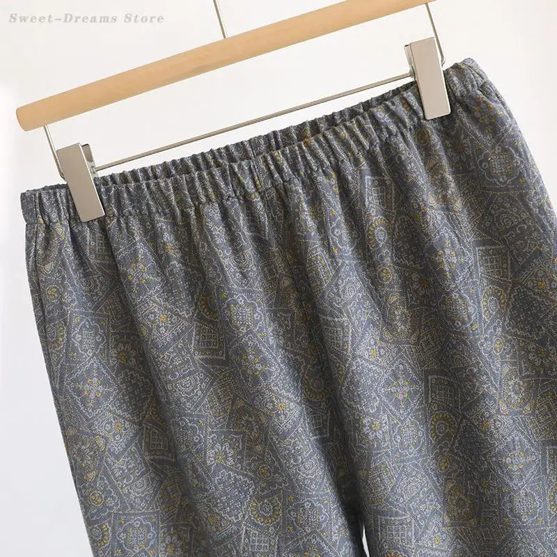 2PCS Pajamas Set Men's Cotton Sleepwear Loose Casual.