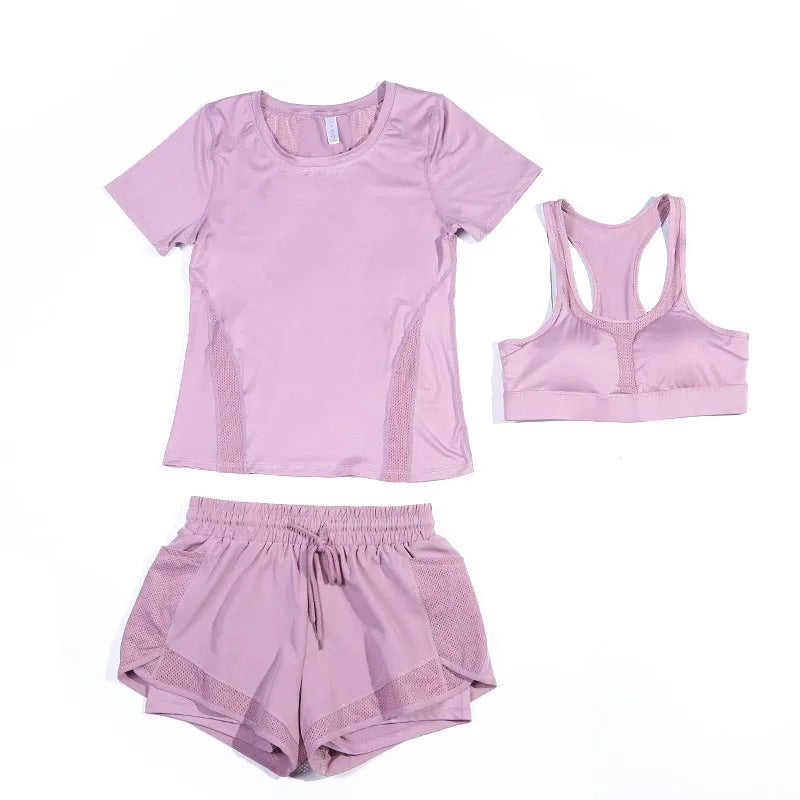 Women's Quick-drying Yoga Sports 3 Piece Set Sports Bra High Waist Sports.