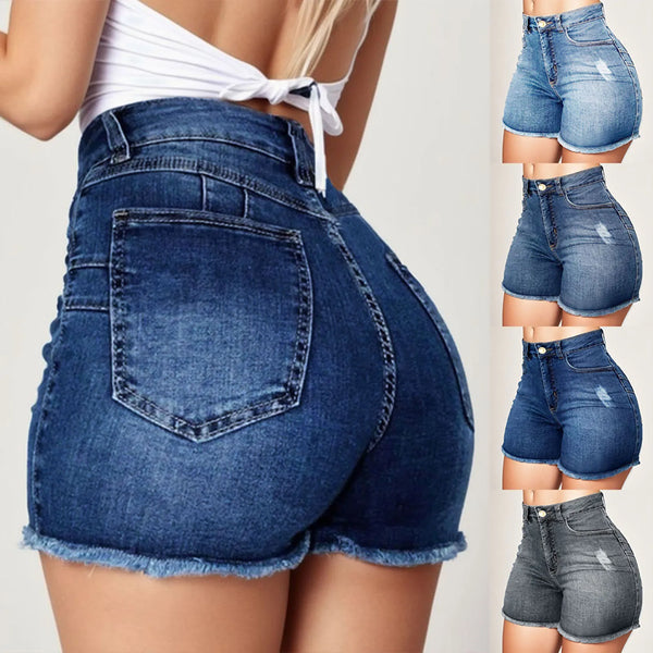 Women's High Waist Butt Lifting Denim Shorts.