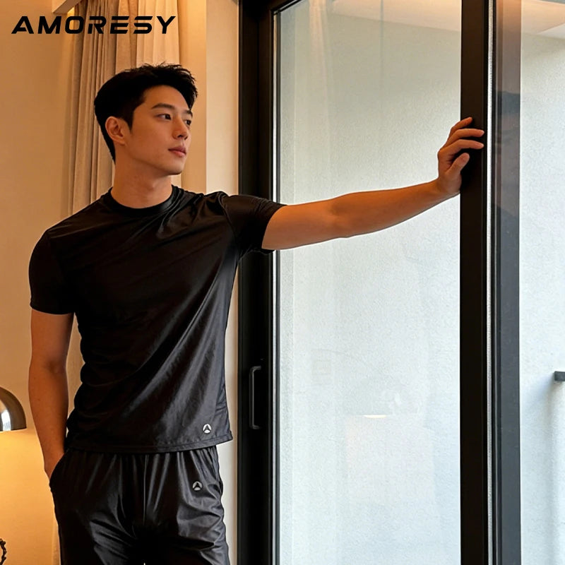 Men's spring and summer new pajamas two-piece.