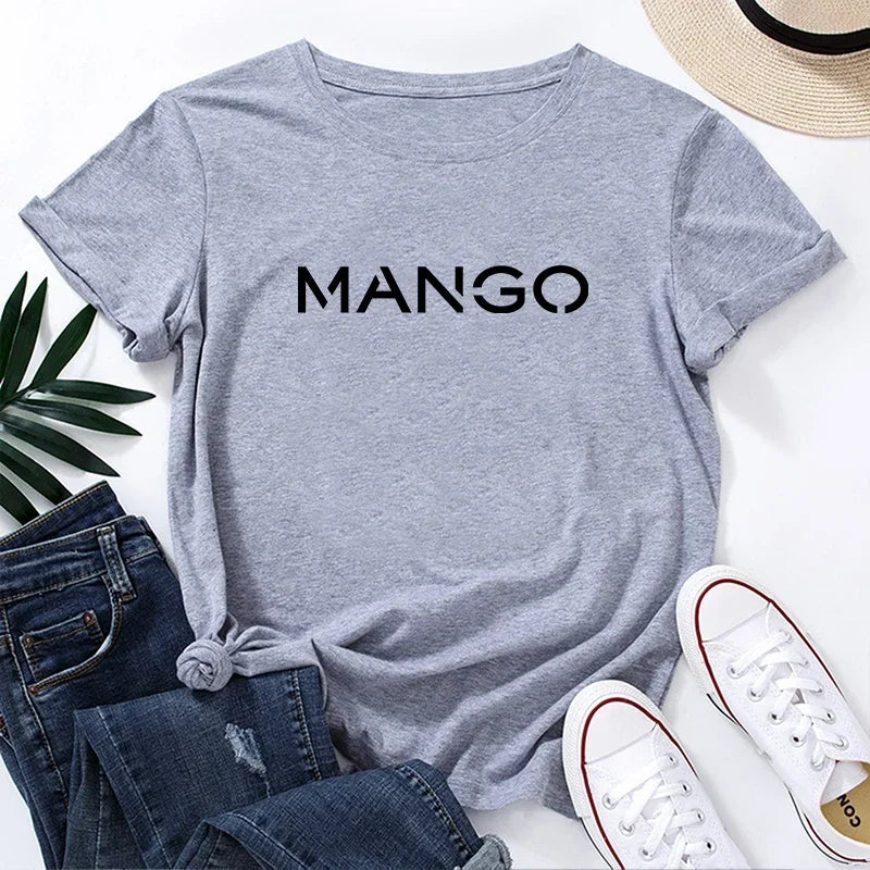 Woman Cotton T-shirt Spring Summer Daily Casual Fashion O-neck Short Sleeve.