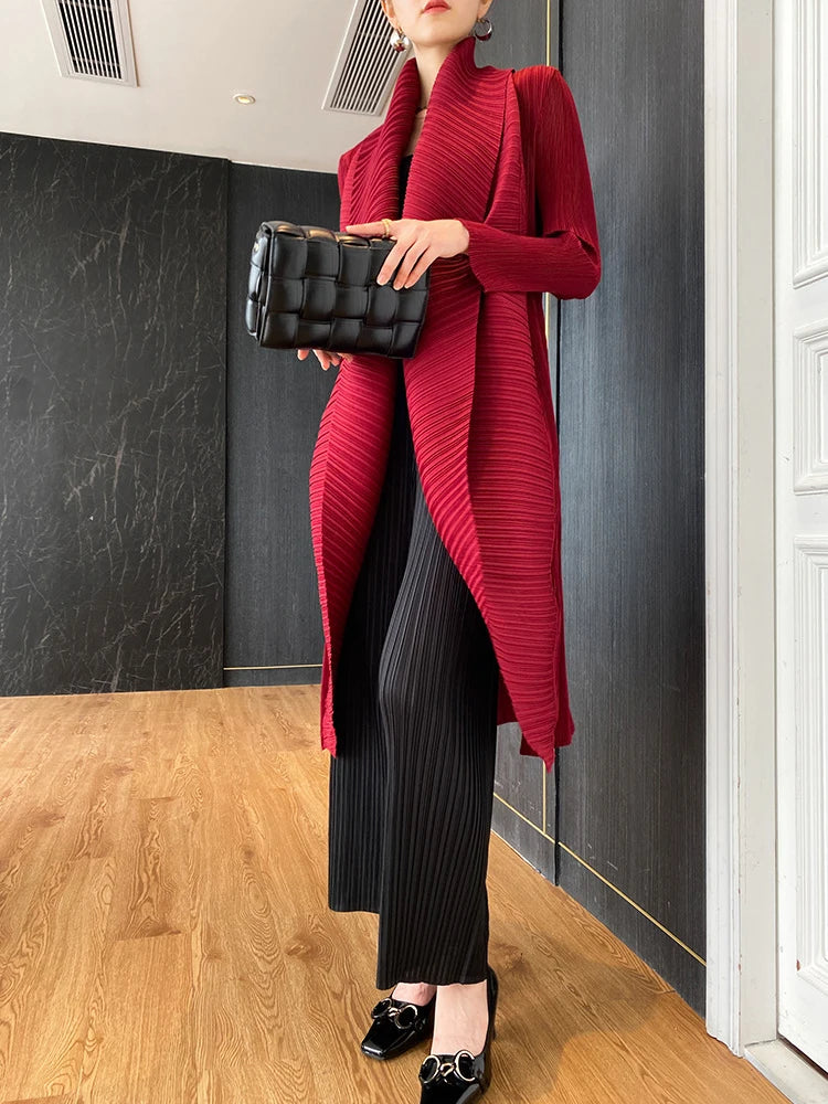 Miyake Pleated Women's Long Jacket.