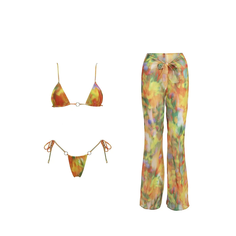 3 Pieces Bikini Women Swimsuit  Female Swimwear Push Up Beachwear.