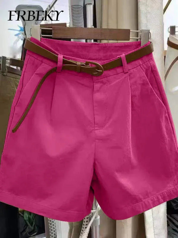Korean Fashion Cotton Shorts Summer New Loose Casual High-waisted.