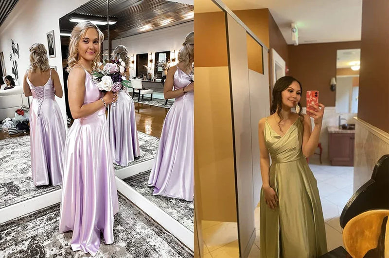 Women's A-Line Bridesmaid Dresses for Wedding Formal Satin.