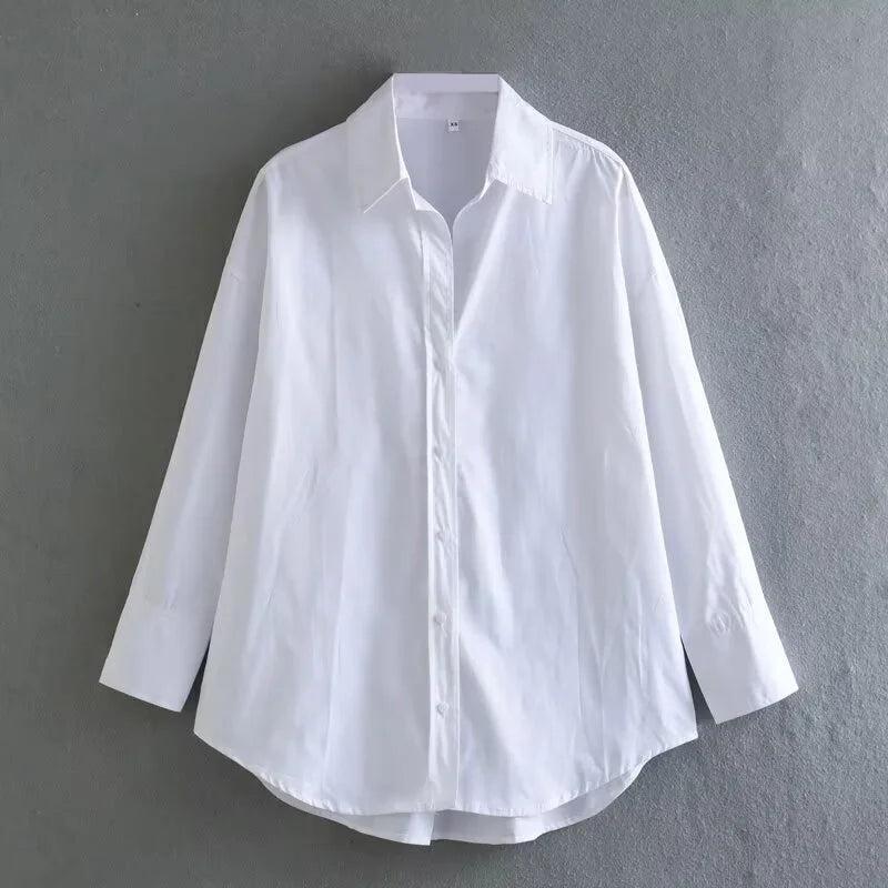 Women's spring new Europe-American fashion striped long sleeve lapel loose.