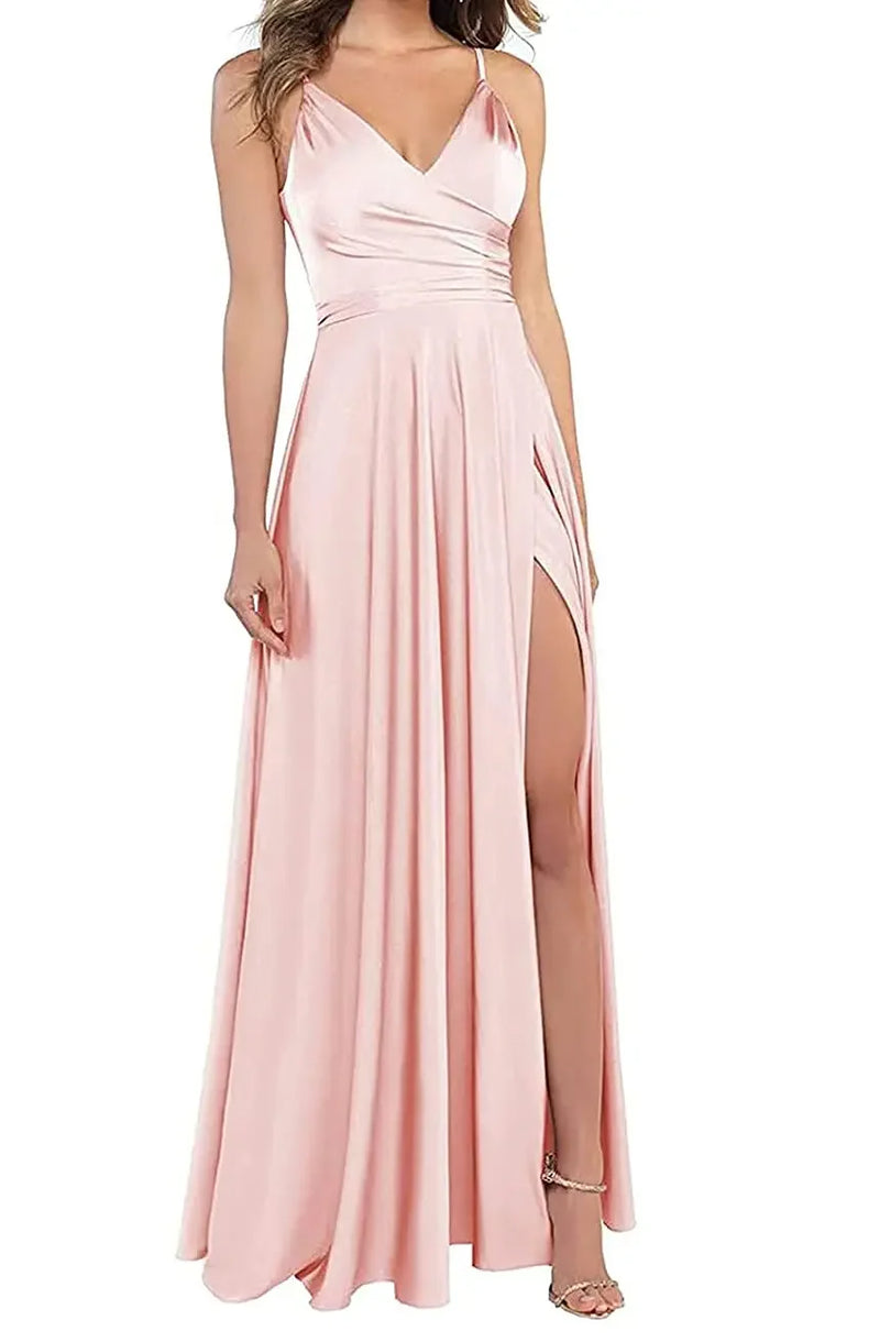 Women's A-Line Bridesmaid Dresses for Wedding Formal Satin.
