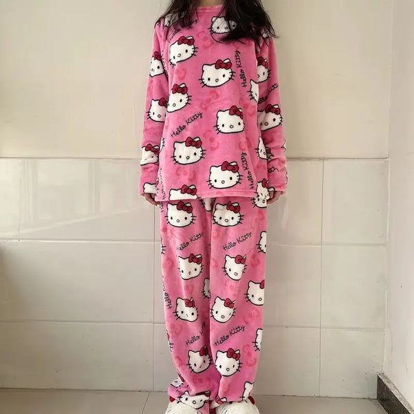 Women’s 2Pcs/Set Sanrio Hello Kitty Anime Pajamas Pants.