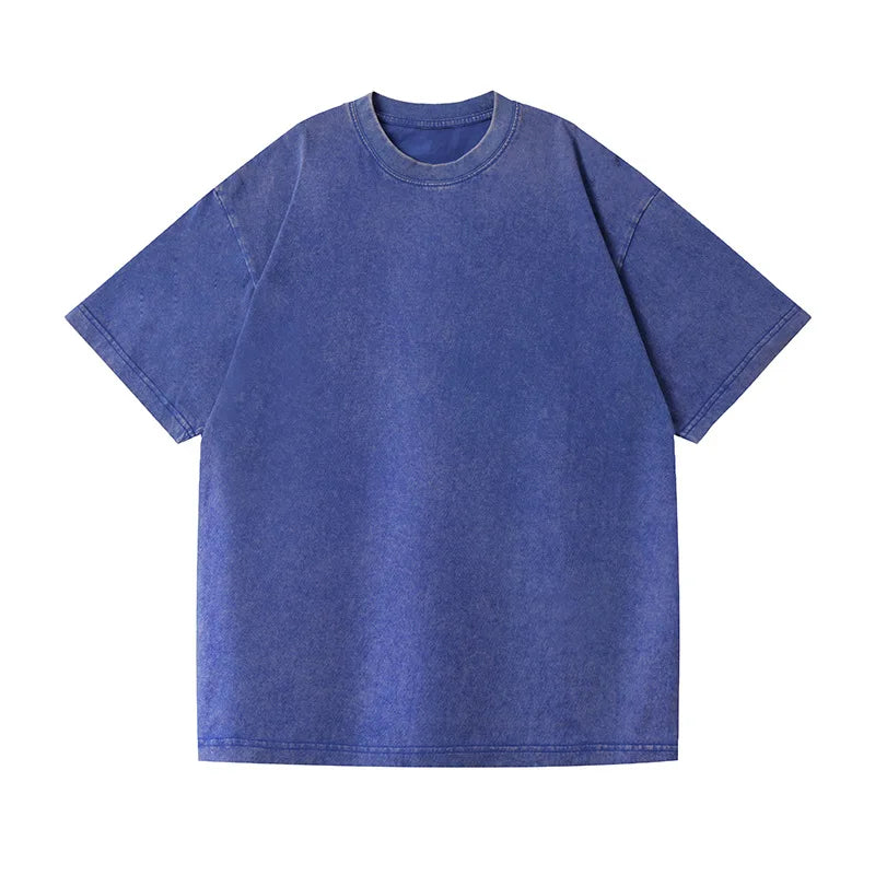 Couple Washed Retro 350g Heavy Duty Cotton Short Sleeved T-shirts.