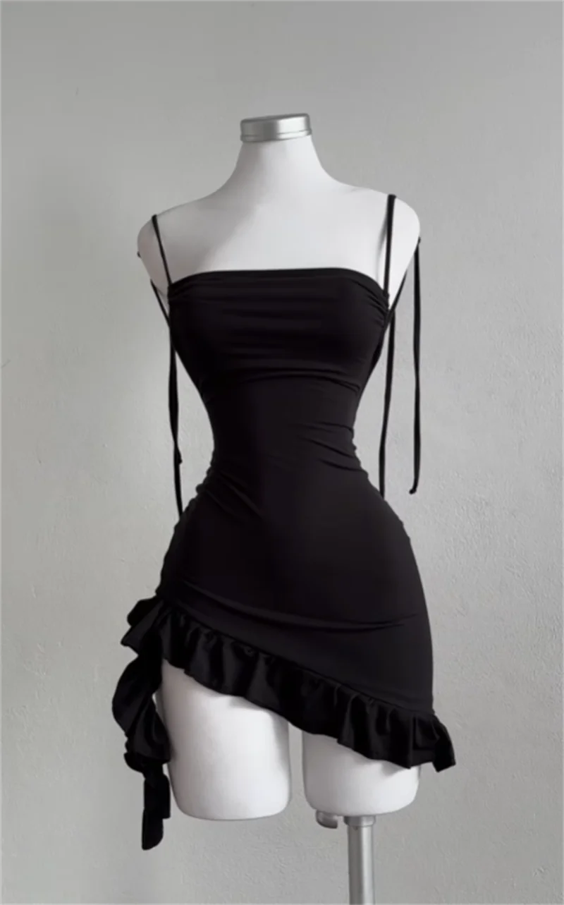 Women’s Sleeveless Backless Ruffles Mini Dress.