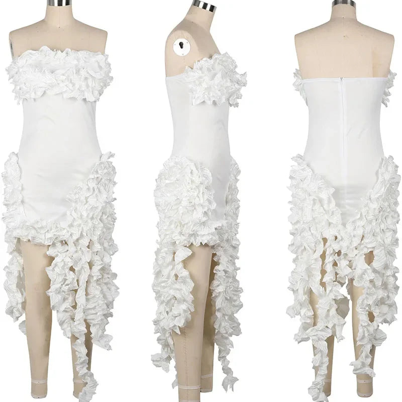 Elegant Ruffles Tassel Birthday Dress for Women.