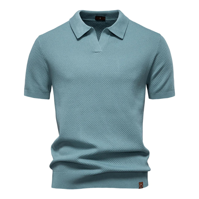Men's Summer Breathable Polo Shirt Short Sleeve Solid Color Casual Polo.