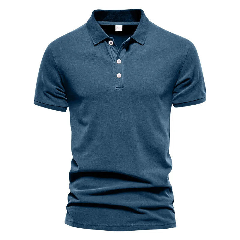 Men's polo shirt men's lapel business office solid color short sleeved T-shirt.