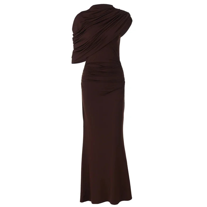 Mozision Irregular Ruched Sexy Maxi Dress For Women.