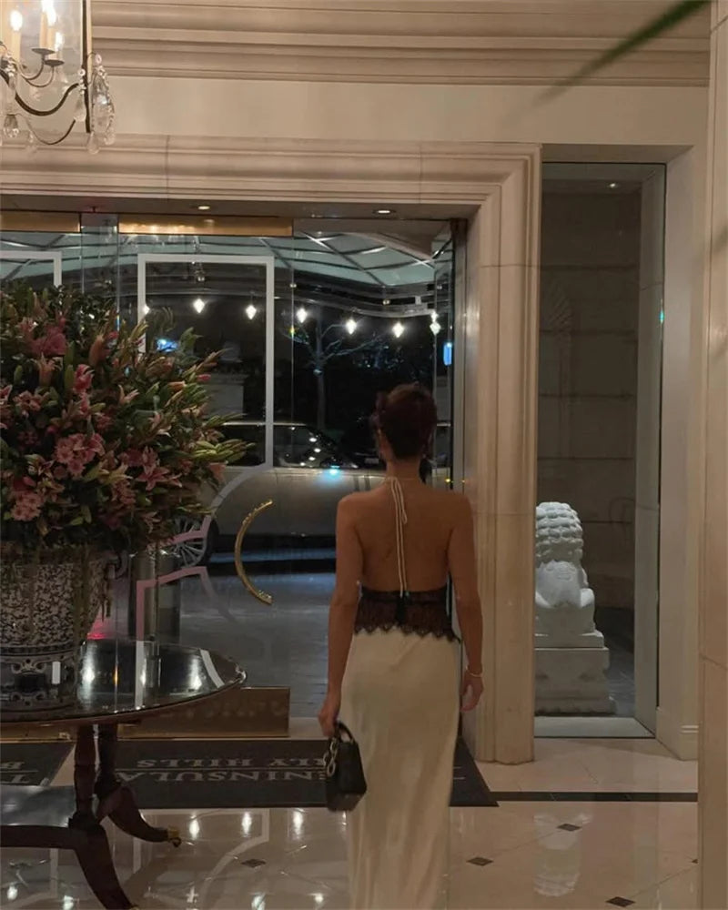 Mozision Summer Backless Sexy Maxi Dress Women Gown Patchwork.