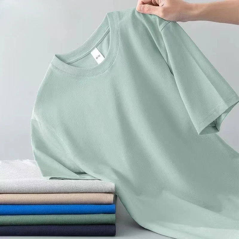 Pure Cotton Round Neck Short Sleeved T-shirt for Men and Women's.