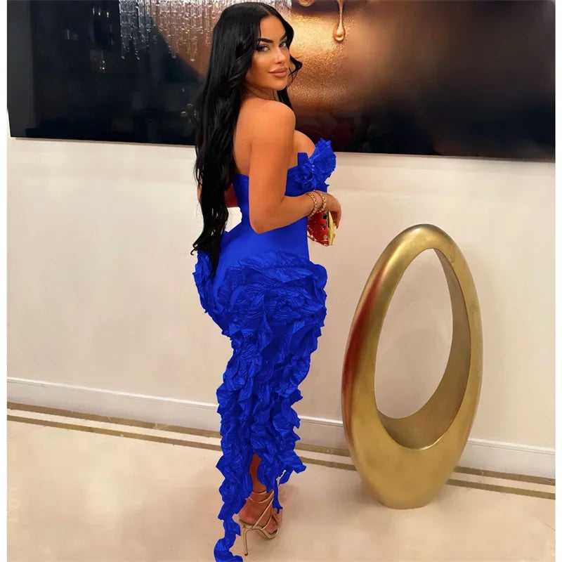 Elegant Ruffles Tassel Birthday Dress for Women.