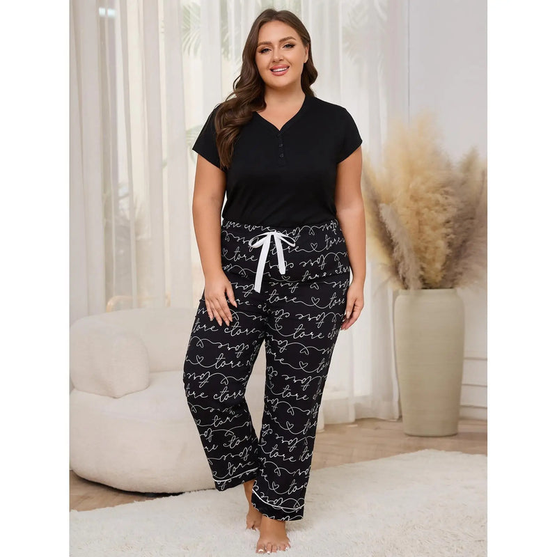 Plus size cotton loose pajamas women's spring and summer.