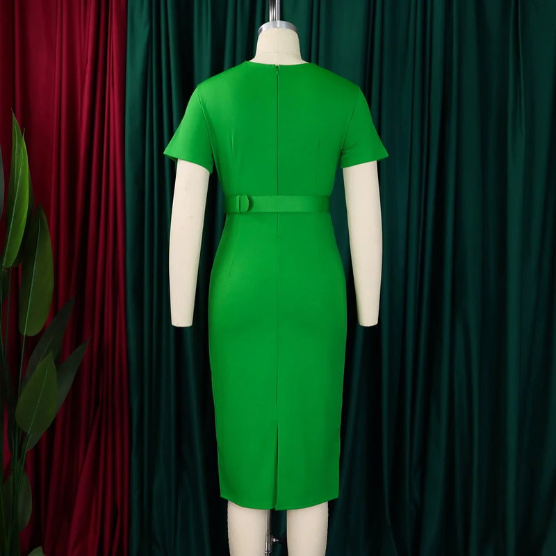 Classy Official Dresses for Ladies Elegant Bodycon Dress Short Sleeve.