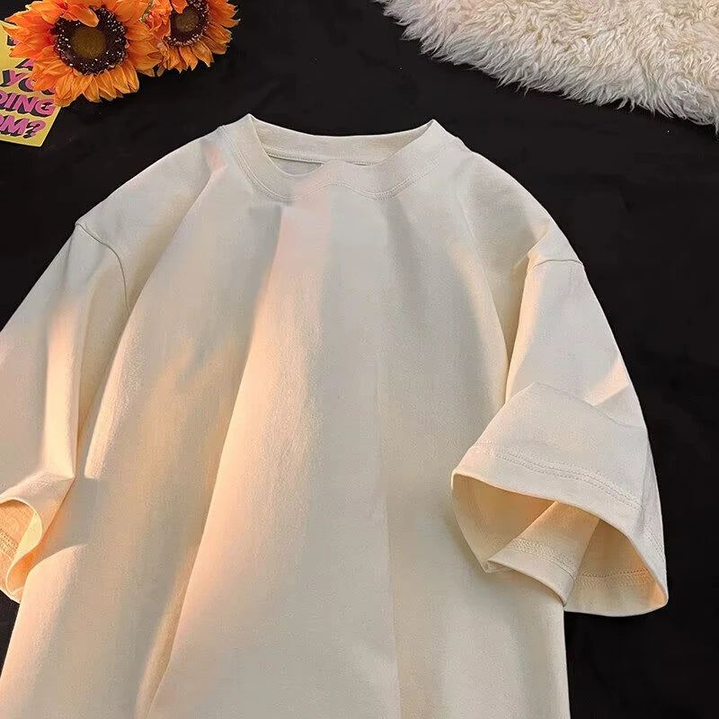 Summer Pure Cotton Men's and Women's Casual Sports Loose Soft Short-sleeved.