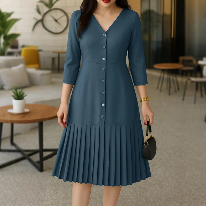 Women's Pleated Midi Dress.