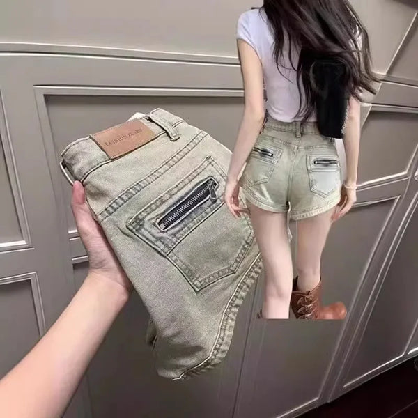 Slimming Sexy American Retro Denim Shorts Women Summer.