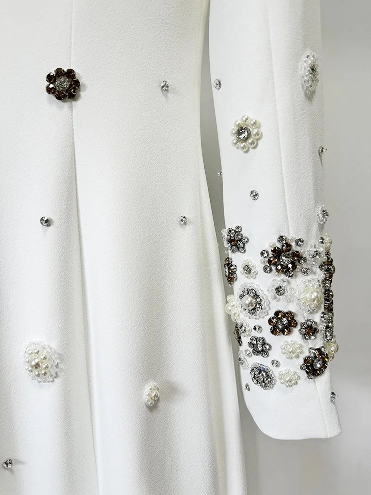 Women's Formal Long Sleeve Luxurious Beaded Long Maxi Dress.