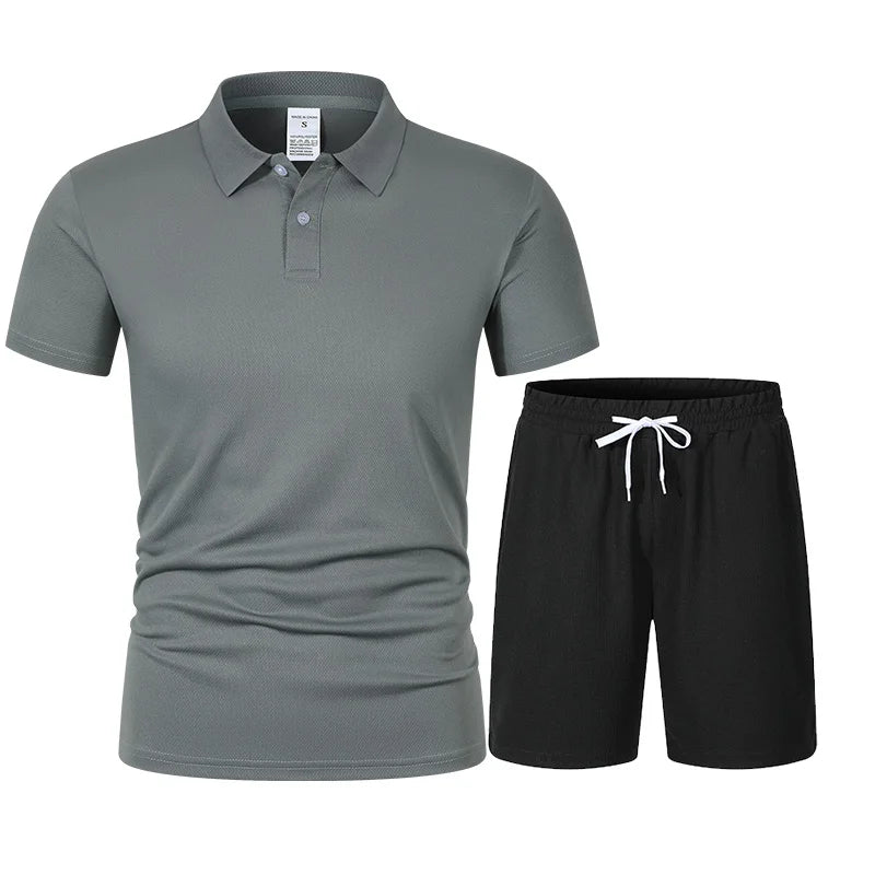 Summer men's Polo shirt, T-shirt and shorts casual set is suitable.